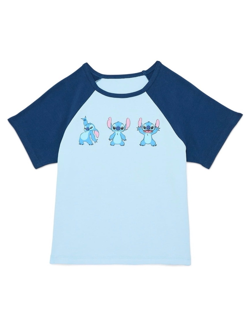 NWT Stitch Dancing Graphic Baseball Tee - Light Blue & Navy (L 10/12)